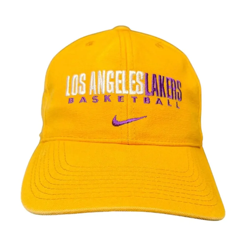 Nike LA Los Angeles Lakers Basketball Yellow Center Swoop Strapback Nike Team